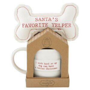 Mud Pie White Santa's Favorite Dog Toy and Mug Set/NWT